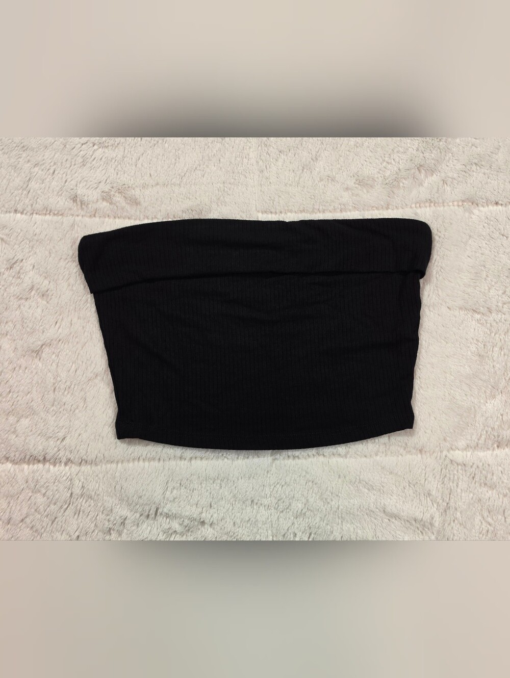 Bozzolo Black Ribbed Strapless Tube Crop Top(100PC-56,57)
